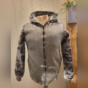 Gray Camouflage Fleece Lined Sweatshirt